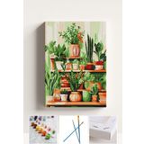 Corvo Sayılarla Boyama Seti Numaralı Tuval Fırça Boya Çiçek Rafları 40X50 Cm