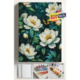 Corvo Sayılarla Boyama Seti Numaralı Tuval Fırça Boya Dahil Kasnaklı Set 50x70 Cm - YEŞİL ÇİÇEKLER