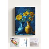 Corvo Sayılarla Boyama Seti Numaralı Tuval Fırça Boya Sarı Çiçek 40X50 Cm