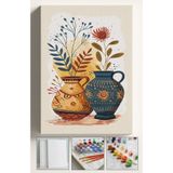 Corvo Sayılarla Boyama Seti Numaralı Tuval Fırça Boya Vazo Çiçek 40X50 Cm - Motifli Vazo