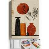 Corvo Sayılarla Boyama Seti Numaralı Tuval Fırça Boya Vazo Çiçek 40X50 Cm - Vazoda 2'Li Yüz