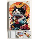Corvo Sayılarla Boyama Tuval Seti Fırça Boya Dahil (Çıtalı) 40X50 cm - Çıngıraklı Kedi