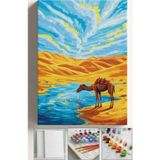 Corvo Sayılarla Boyama Tuval Seti Fırça Boya Dahil (Çıtalı) 40X50 Cm - Çöl Ve Deve