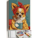 Corvo Sayılarla Boyama Tuval Seti Fırça Boya Dahil (Çıtalı) 40X50 Cm - Depresyon Köpek