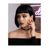 Corvus kolye&bileklik Siyah Işıltılı Kalp Choker Tasma