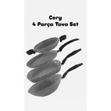 Cory 4 Parça Tava Seti Granit Wok Krep Grill Sahan 4'lü Set Çeyiz Seti Tava Set