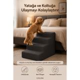 Cos.kim 4 Basamaklı Kedi Köpek Merdiveni 54X40X40 Cm, Fermuarlı Yıkanabilir Kılıflı Sert Sünger