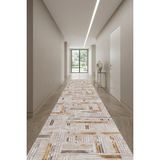 Cos.kim Kaymaz Tabanlı Yolluk Kesme Halı Salon Koridor Mutfak Yatak Odası Halısı CSKM3005 Bej - Beyaz - Kahve - 80 x 330 cm