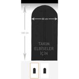 Cosar 10 Adet Fermuarlı Gamboç Takım Elbise Kılıfı 60 cm × 100 cm Tela Kumaş Özellikli Siyah