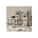 Cosargroup 5 Raflı Metal Kitaplık Ve Çalışma Masası Set Beyaz