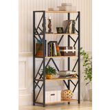 Cosargroup Dekoratif 5 Raflı Geniş Metal 70x160 cm Çam Dosya Kitap Rafı