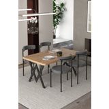 Cosargroup Ege 4 Kişilik Mutfak Masa Takımı -Antrasit Kumaş 70x110 W Mutfak Masası Takımı WAYAK Antrasit Kumaş