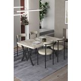 Cosargroup Ege 4 Kişilik Mutfak Masa Takımı -Krem Kumaş 70x110 WYemek Masası