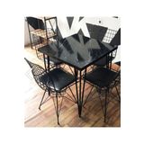 Cosargroup Metal Ayaklı 60x70cm (tek Masa) Mutfak Masası Balkon Masası Çalışma Masası Siyah Mermer