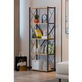 Cosargroup Metal Kitaplık 5 Raflı Çok Amaçlı Dosya Kitap Rafı Ofis Salon Raf 150 Cm Ceviz atlantil çam kitalık