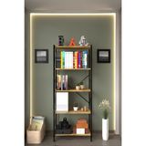 Cosargroup Metal Kitaplık 5 Raflı Kitaplık Dosya Kitap Rafı Ofis Ev Rafı Kitap Raf Ceviz