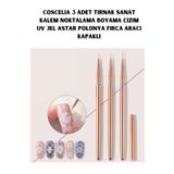 Coscelia 3 Adet Tırnak Sanat Kalem Noktalama Boyama Çizim Uv Jel Astar Polonya Fırça Aracı kapaklı
