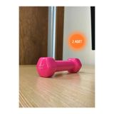 Cosfer 0.5kg Demir Dambıl Vinyl Kaplı Pembe 2 Adet Fitness Çocuk Dumbell
