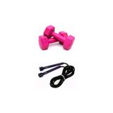 Cosfer 1 Kg x 2 Adet Dambıl ve Atlama İpi Seti Pembe Siyah, DAMBILL2SAI