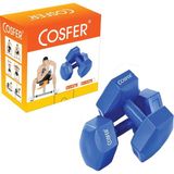 Cosfer 2x4 kg Mavi Vinyl Kaplı Altıgen Dambıl
