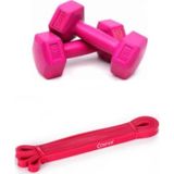 Cosfer Pilates Egzersiz Seti ( 1 Kg *2 Adet Dambıl, 13mm Latex Direnç Bandı Güç Bandı) Çok Renkli