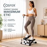 Cosfer Stepper Egzersiz Aleti 3 Kademe Direnç Lastikli Kaymaz Pedal ile Kardiyo ve Bacak Çalıştırma