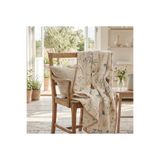 Cosibello Home Krem Çiçek Baskılı Müslin TV Battaniyesi / Koltuk Şalı - 120x180 cm , Çoban Dikişli / Çok Amaçlı Örtü