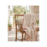 Cosibello Home Krem Kalp Desen Baskılı Müslin TV Battaniyesi / Koltuk Şalı - 120x170 cm , Çoban Dikişli / Çok Amaçlı Örtü