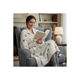 Cosibello Home Krem Yılbaşı Baskılı Müslin TV Battaniyesi / Koltuk Şalı - 120x170 cm , Çoban Dikişli