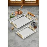 Cosiness Çelik 2 Li Servis Tepsi Set - Gold - Gümüş