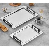 Cosiness Çelik 2 Li Servis Tepsi Set - Gümüş - Siyah