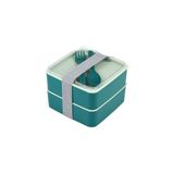 Cosiness Double Kare Iki Katlı Lunch Box Beslenme Saklama Kutusu - Yeşil