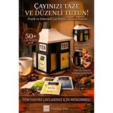 Cosmic Store Çok Amaçlı 4 Bölmeli Poşet Çay Saklama Kutusu | Döner Mutfak Düzenleyici | Japon Tasarım Organizer