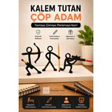 Cosmic Store Kalem Tutan Çöp Adam Stickman Figür Seti 3'lü – Dekoratif Masaüstü Kalem Tutucu | 3D Baskı Masaüstü Kalem Standı | Ofis ve Çalışma Masası Aksesuarı | Ev, Ofis ve Kitaplık Dekoru