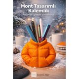 Cosmic Store Mont Tasarımlı Kalemlik –3d Baskı Dekoratif Masaüstü Kalem Tutucu | Ofis ve Çalışma Masası Aksesuarı - Turuncu