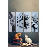 Cosmic Store Sevimli Kedi Figürlü Kitap Ayracı 4'lü Set | Gerçekçi Detaylı Kabartma Dokulu Hayvan Severlere Özel
