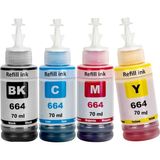 Cosmicplus Epson L220 IÇINT664 (664) 4 Renk Muadil Mürekkep Seti (70ML) - Renkli