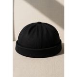 CosmoOutlet Erkek Siyah Docker Şapka Ayarlanabilir Unisex Kısa Bere Balıkçı Sailor Cap Premium Pamuklu