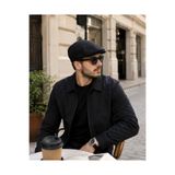 CosmoOutlet Erkek Siyah London Flat Model Yazlık Kumaş Arkası Lastikli Şık ve Modern Kasket Şapka