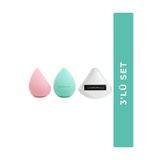 COSMOPHILE 3'lü Makyaj Süngeri Seti – 2'li Ultra Soft Makyaj Süngeri + Üçgen Pudra Süngeri, Saklama Kutulu