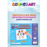 Cosmosart Çocuklar Için 4'lü 15*15 Cm Karton Kanvas Mandala - 6'lı Jumbo Kalem Hediyeli - Harfler