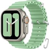 Cosmostech Akıllı Saat Watch için Uyumlu 42MM 44MM 45MM 49MM 1/2/3/4/5/6/se/7/8/ultra Akıllı Saat Silikon Kordon ve Kayışı Açık Yeşil