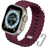 Cosmostech Akıllı Saat Watch için Uyumlu 42MM 44MM 45MM 49MM 1/2/3/4/5/6/se/7/8/ultra Akıllı Saat Silikon Kordon ve Kayışı Bordo