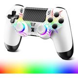 Cosmostech Kablosuz Ps4 Gamepad – Ps4/pc Uyumlu | Bluetooth Joystick, Dokunmatik Rgb Işıklı Panel, Çift Titreşim, 3.5mm Ses Çıkışı – Beyaz Spider Desen