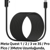 Cosmostech Link Cable Kablosu 3 Metre – Pcvr Uyumlu Type-C To Type-C Kablo | Meta Quest 3 / 3s / Quest 2 / Pro / Pico 4 / Steamvr Yüksek Hızlı Pc Veri Aktarım Kablosu