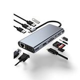 Cosmostech Macbook Pro Air Type-c 11 In 1, 4k Hdmı, Vga, Pd, Usb3.0, Rj45 Ethernet, Sd/tf Card Reader, 3.5mm Aux, Çevirici Hub Ada Gri