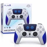 Cosmostech Play X CS-072 Kablosuz Oyun Kolu – PS5 PC Nintendo Switch Mobil Steam Uyumlu Wireless Gamepad Beyaz-Mavi Pixe