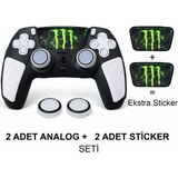 Cosmostech Ps5 Dualsense Analog Başlık + Touchpad Sticker Seti | 2 Adet Analog + 2 Adet Sticker | Monster Desenli