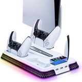 Cosmostech Ps5 Pro/Slim/Fat Playstation 5 Standart CD ve Dijital Sürüm Uyumlu RGB-LED Göstergeli Sd-66 Cooling Soğutuculu Fanlı ,Controller Şarjlı stand