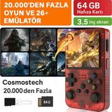 Cosmostech R36S Retro El Konsolu – 3.5” 4K IPS Ekran, 20.000+ Oyun, 23 Emülatör, 64GB Hafıza Kartı, HDMI & Wi-Fi Destekli- Kırmızı